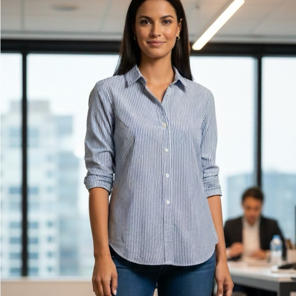H&M Blue and White Striped Shirt
